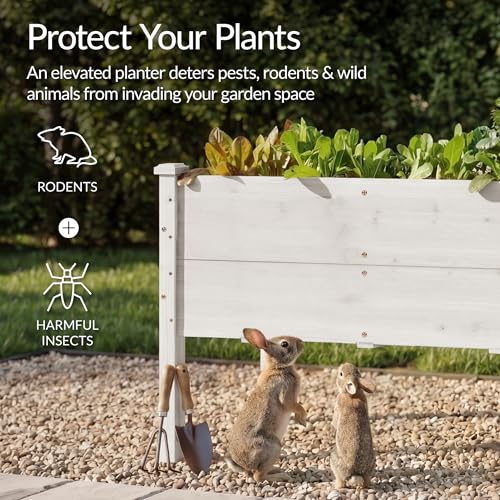 Best Choice Products 48" x 24" x 30" Raised Garden Bed with Extra Deep 16" Depth, Elevated Wood Planter Box Stand for Backyard, Patio, Balcony, Natural Fir Wood - White - color: White, size: 48" Extra Deep 16" Depth