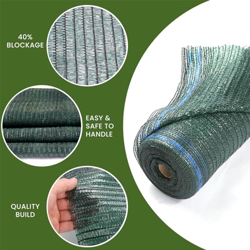 6'x100ft 40% Eyelets Shade Cloth Roll - size: 40% - 6'x100 FT - GRN