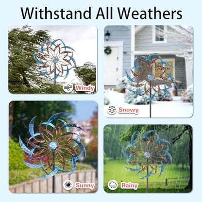 Stargarden Large Wind Spinners Outdoor, 23 Inch Kinetic Wind Spinner - color: Blue-b-23"