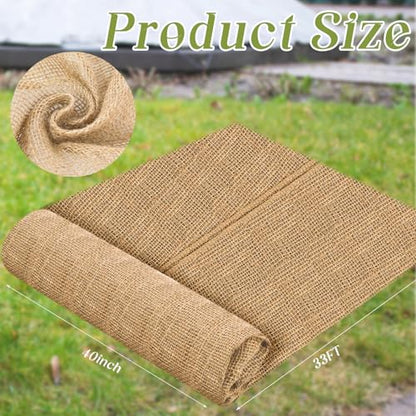 Buryeah 1 Pack 40 Inch X 33 ft Burlap Fabrics Roll Natural Jute Garden - size: 40 Inch x 33 Ft