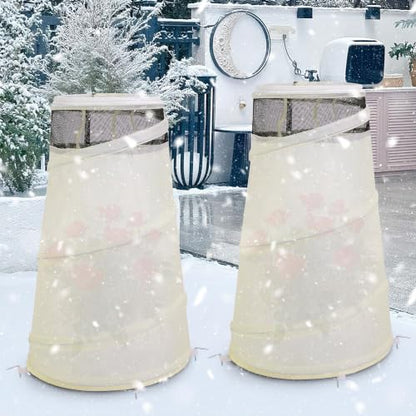 4Pcs Pop Up Rose Cones for Winter Protection, Rose Collars Protective Cover - color: White-4Pcs