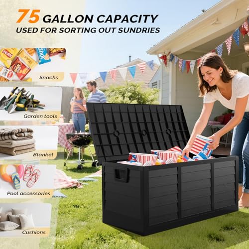 VINGLI 75 Gallon collapsible Outdoor Storage Box - color: Full Black