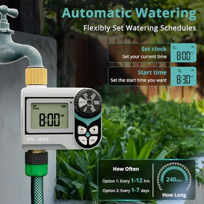 QUOBAS Zero Pressure Water Timer, Sprinkler Timer for Garden Hose Faucet