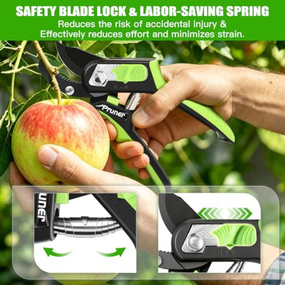 AIRAJ 8" Anvil Garden Shears,1.57” Cut Pruning Shears Garden Scissors Tools