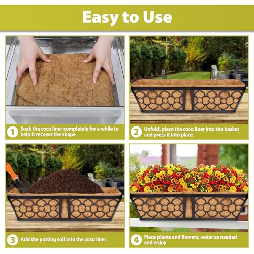 Legigo 2 Pack Rectangle Coco Liners for Planters- 36 Inch Window Box Liners - size: 36 Inch