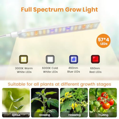 Kullsinss Floor Grow Lights for Indoor Plants with Stand, 4-Head 228 LEDs - color: 4 Heads (White)
