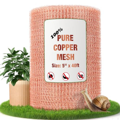 Copper Mesh Roll 5" x 40FT, 100% Pure Copper Wool for Pest Control - size: 5” X 40 Ft
