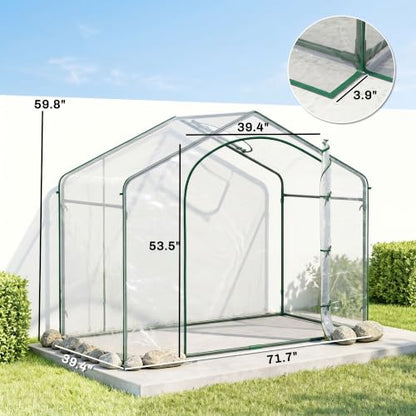 Outsunny 6' x 3' x 5' Portable Walk-in Greenhouse with Plastic Cover Clear - style: Modern