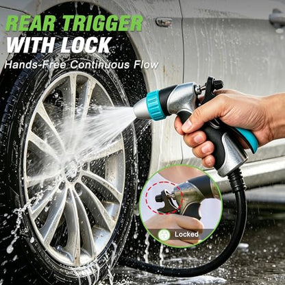 Heavy Duty High Pressure Hose Nozzle for Garden Hose with Rear Trigger Lock