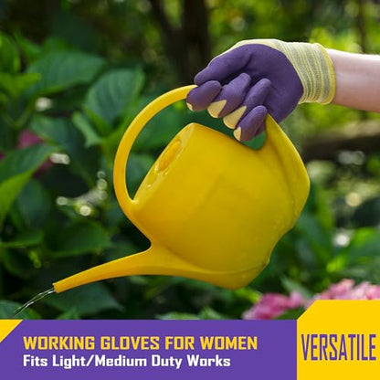 COOLJOB 2 Pairs Modal Gardening Gloves for Women, Rubber Coated, Large - size: Large (Pack of 2)