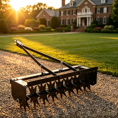 35 Inch Tow Behind Aerator, 400 LBS Heavy Duty Rolling Lawn Aerator, Manual Tow Behind Aerator with Rotary Spike for Lawn,Yard and Garden, Black