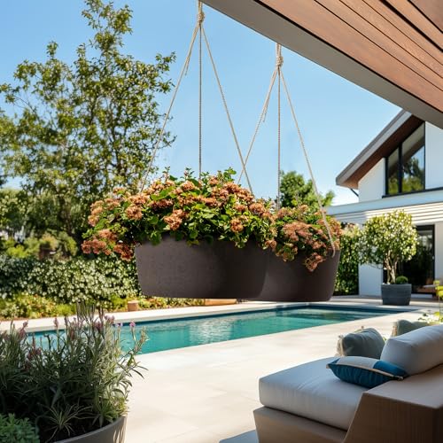 La Jolie Maison Large Hanging Planters for Outdoor Plants, Set of 2 12 Inch - color: New Iron