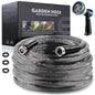 Non-Expandable Garden Hose 25feet, with 10 Function Hose Nozzle, Tough & Flexible, Lightweight, Crush Resistant Fittings, Kink & Tangle Free, Rust Proof - size: 25FT