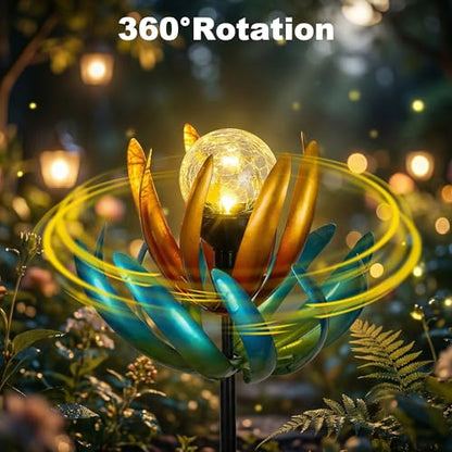 Solar Wind Spinners Outdoor, Metal Garden Windmill for Yard Decoration