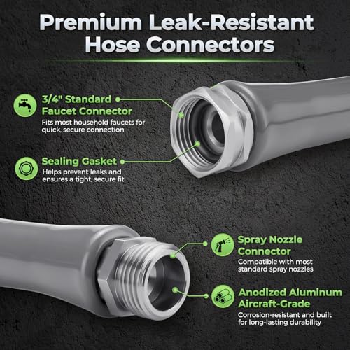 Delxo Garden Hose 50 FT with 8-Pattern Spray Nozzle, 5/8 Inch Hose - size: 50FT+Plastic Nozzle