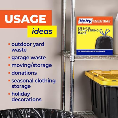 Hefty Essentials Extra Large 39 Gallon Trash Bags, Black, Unscented, 40ct - size: 40 Count (Pack of 1), style: Extra Large (39 Gallon )