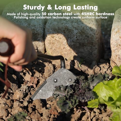 RESTMO Garden Hoe, Heavy Duty, Digging, Planting, Weeding, Brown - size: Triangle Garden Hoe