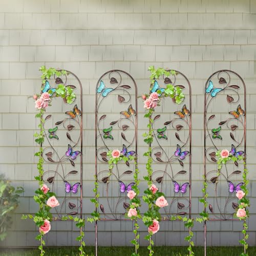 aboxoo 4-Pack Butterfly Metal Garden Trellis for Climbing Plants - color: Butterfly, size: 4pcs