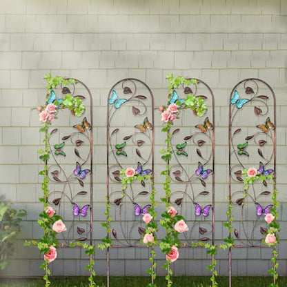 aboxoo 4-Pack Butterfly Metal Garden Trellis for Climbing Plants - color: Butterfly, size: 4pcs