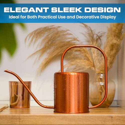 Plexon Rose Gold Metal Watering Can Indoor Plants, 54 oz Stainless Steel Long Spout Watering Can Outdoor House Plant Flower, Garden - color: Rose Gold, 54 Oz