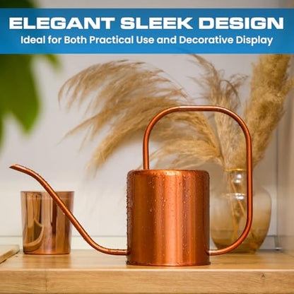 Plexon Rose Gold Metal Watering Can Indoor Plants, 54 oz Stainless Steel Long Spout Watering Can Outdoor House Plant Flower, Garden - color: Rose Gold, 54 Oz