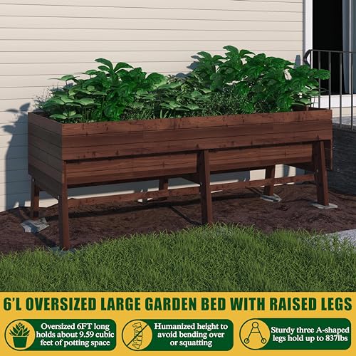 BlueWish 28.5" H Wood Raised Garden Bed, Planter Boxes with Drainage Holes - color: Rustic