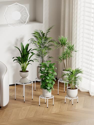 5-Pack Metal Plant Stands for Outdoor Indoor, Anti-Rust Iron Flower Pot Stand, Heavy Duty Plant Pot Shelf for Multiple Plant, Decoration Racks for Home, Patio & Garden (White) - color: White