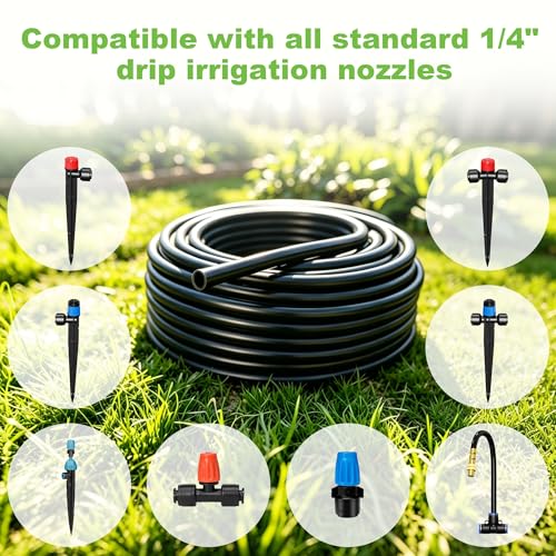 Thiswing 200FT 1/4 inch Drip Irrigation Tubing, 7mm OD x 4mm ID Drip Line