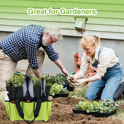 Portable Gardening Tool Tote Bag Organizer with 16 Pockets & Handle - color: Green