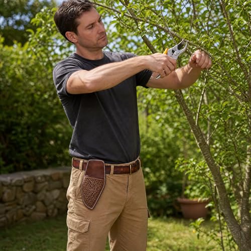 Leather Tool Sheath for Ratchet Pruning Shears, Garden Secateurs Heavy Duty