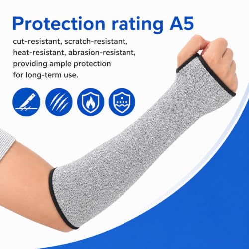 1 Pairs Cut Resistant Sleeves, Protective Arm Sleeves Gray