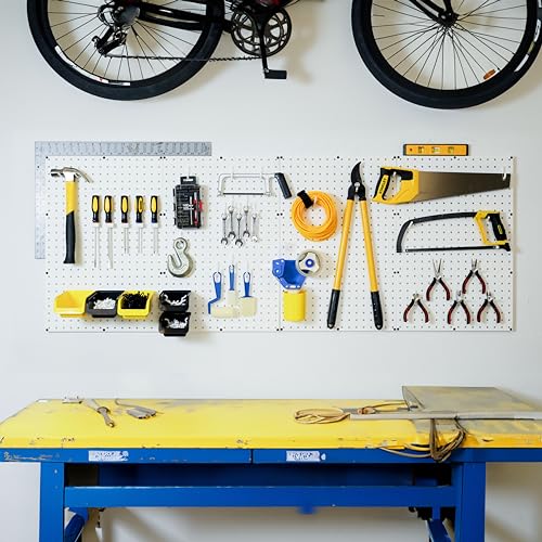 WallPeg - Ultimate Garage Organization Solution! 96" Wide Kit (PK 139 W) Peg Board Wall Organizer, Garage Shelving, Tool & Garden Tools Storage, Craft Organizer with Locking Pegboard Hooks