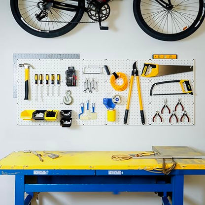 WallPeg - Ultimate Garage Organization Solution! 96" Wide Kit (PK 139 W) Peg Board Wall Organizer, Garage Shelving, Tool & Garden Tools Storage, Craft Organizer with Locking Pegboard Hooks