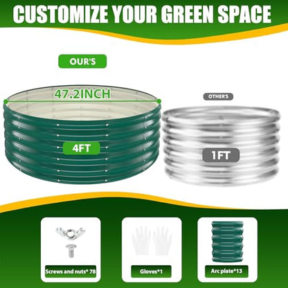 TBMLC 17" Tall,4 FT Diameter Elevated Round Metal Raised Garden Bed Green - color: Dark Green, size: 4FT Diameter