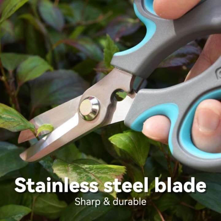 Blue Stainless Steel Floral Shears with Integrated Stab Remover - style: Blue