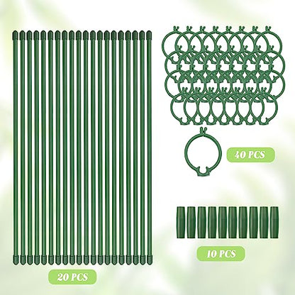 20 Pcs Plant Support Stakes Height Adjustable (12 Inch) - size: 20Pcs