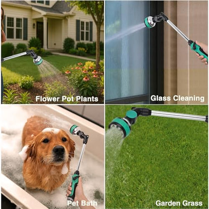Yesker Metal Watering Wand for Garden Hose, 21 Inch, 10 Spray Patterns, Adjustable Water Sprayer with Pivoting Head, Garden Hose Nozzle with Thumb Flow Control, Ideal for Water Plant and Yard Washing - size: 21 Inch (Upgraded)