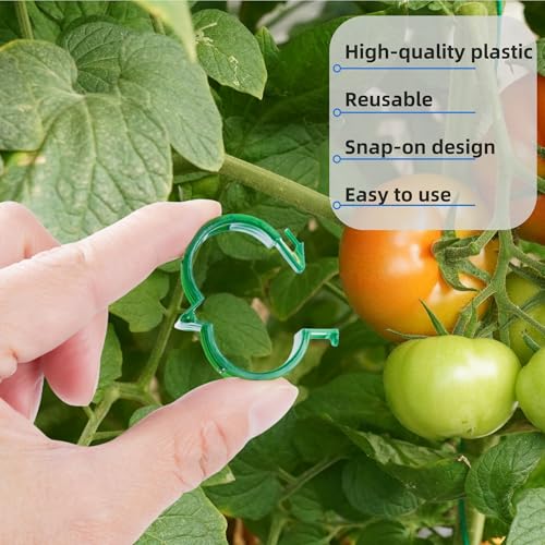 100 Pcs Plant Support Clips,Plastic Clips for Securing Plants - color: White