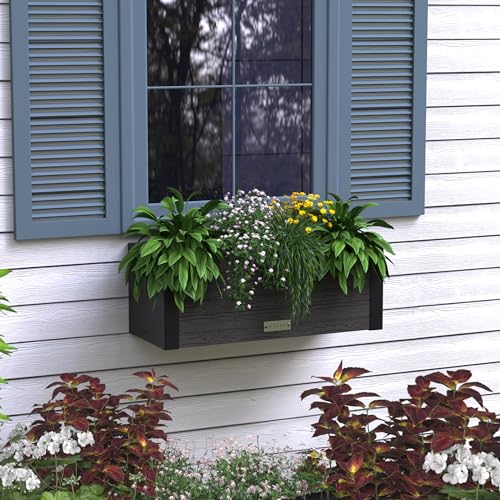 Mayne Vista 24in Rectangular Window Box Planter, Charcoal - size: 24in