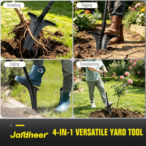 Jardineer Thickened Root Shovel, 45 Inch Serrated Digging Spade