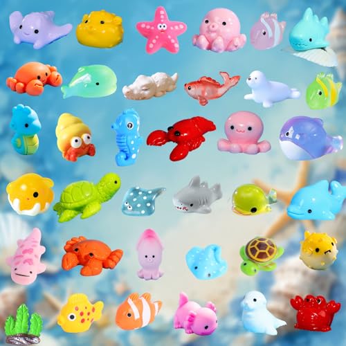 45 Pcs Mixed Mini Resin Sea Animals, Marine Figurines with No Duplicates