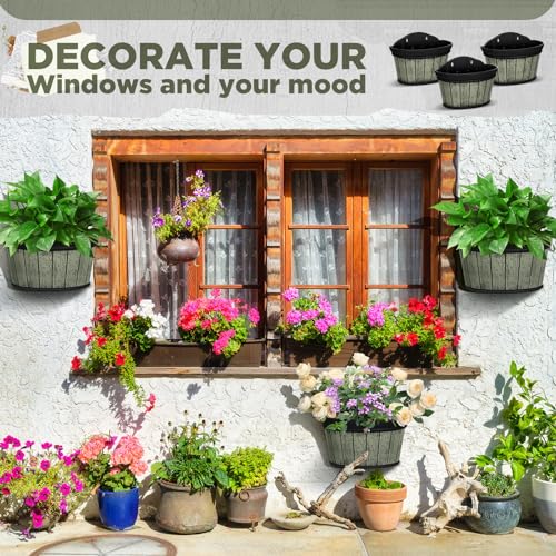 Layhit 6 Pcs Wall Hanging Planters, 10 Inches, Grey Green, Brown, Black - color: Grey Green, Brown, Black, size: 10 Inches
