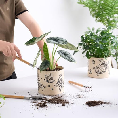 STHIE 5 Inch Ceramic Plant Pots for Indoor Plant with Drainage, Sea Turtle - color: Sea Turtle