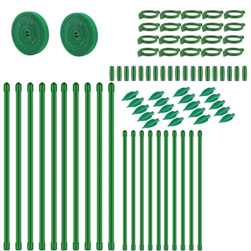 Plant Stakes 17inch, Toylin Adjustable Length Plant Support Stake Green Orchid Stick with Clips for Indoor Outdoor,Garden Pole for Potted Orchid Tomato Vegetables (20, Green-Combination A) - color: Green-Combination A