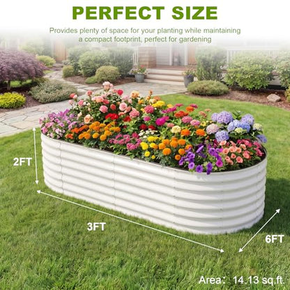 24" Tall Galvanized Raised Garden Bed Outdoor, 6x3x2ft, White - color: Pearl White, size: 6×3×2ft (1 Pack)
