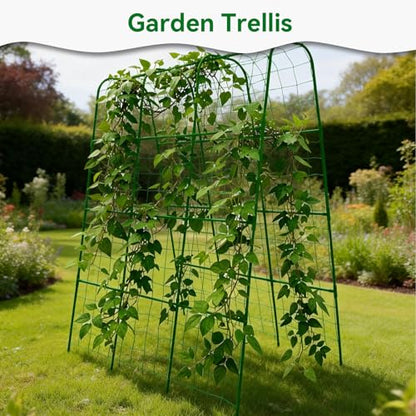 Cucumber Trellis for Raised Bed with Plastic Coated Steel Pipe-63"*50",Grn - size: 51L*23.6W*62.4H inch
