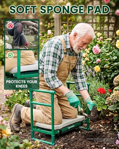 Saker 2026 Upgraded Garden Kneeler and Seat with 500LB Frame & Soft Pad - size: Basic version