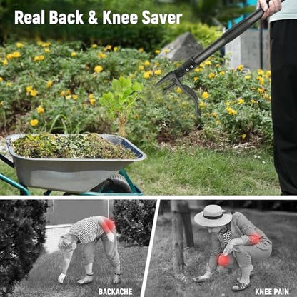 GOXAWEE Stand Up Weed Puller Tool with 46″ Long Handle, Manual Weeder Tool