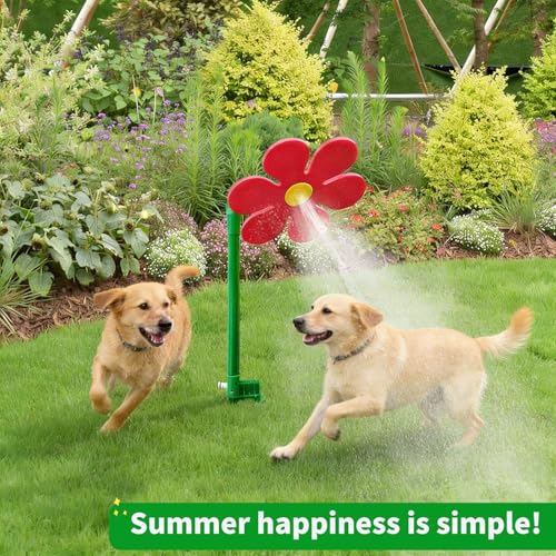 Crazy Daisy Sprinkler Funny Rotating Flower Sprinkler for Dogs - color: Red