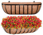 ZeeDix 24 Inch Railing Planter Box, 2 Pack Metal Window Box with Coco Liner